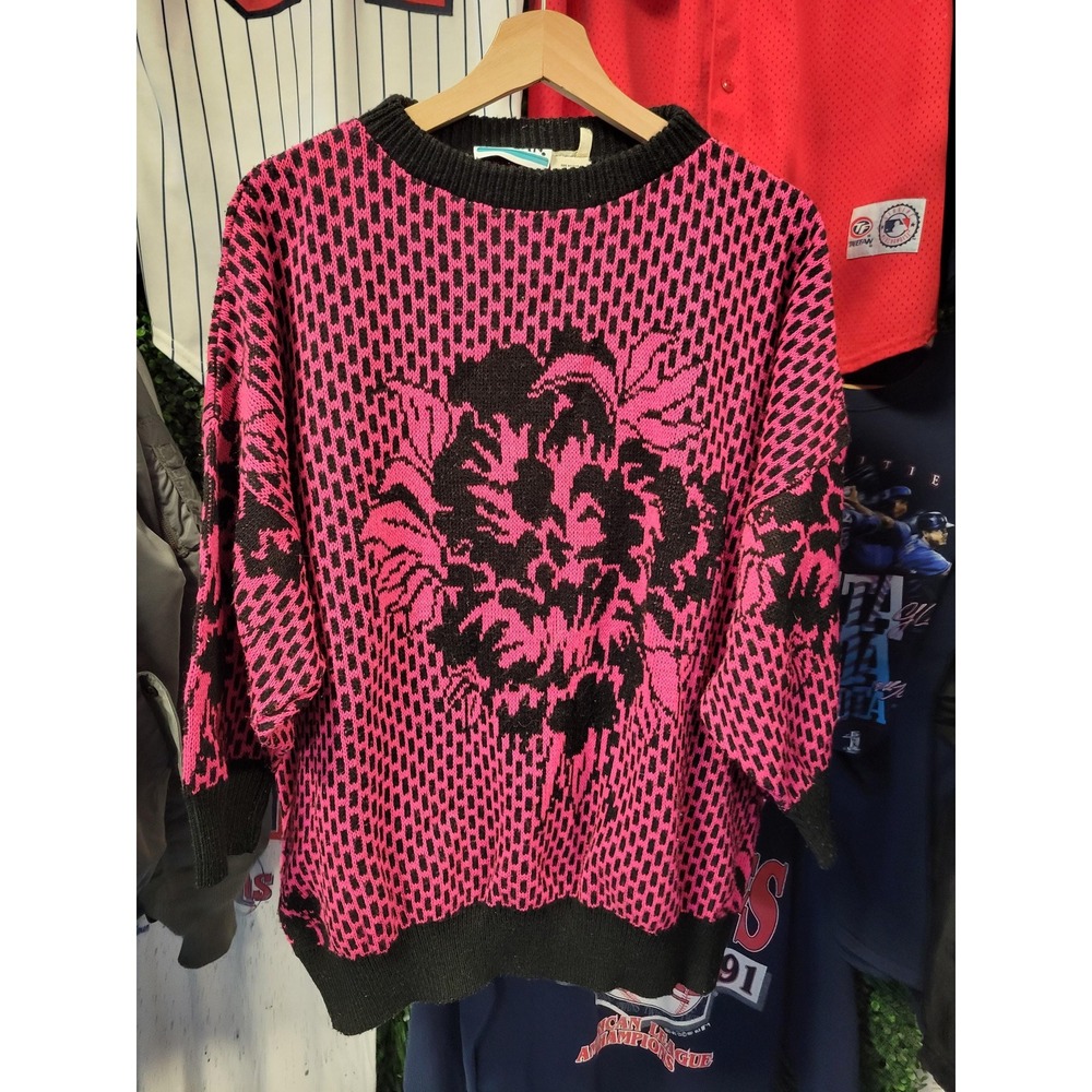 vtg 90s FLORAL TIN-CAN Sweater Medium // abstract fun cute vintage pull over